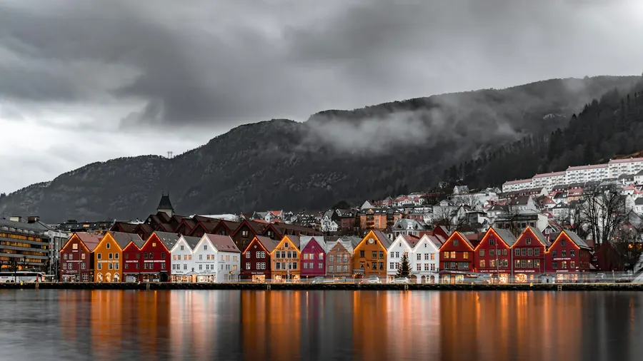 The colorful wooden houses of Bryggen in Bergen